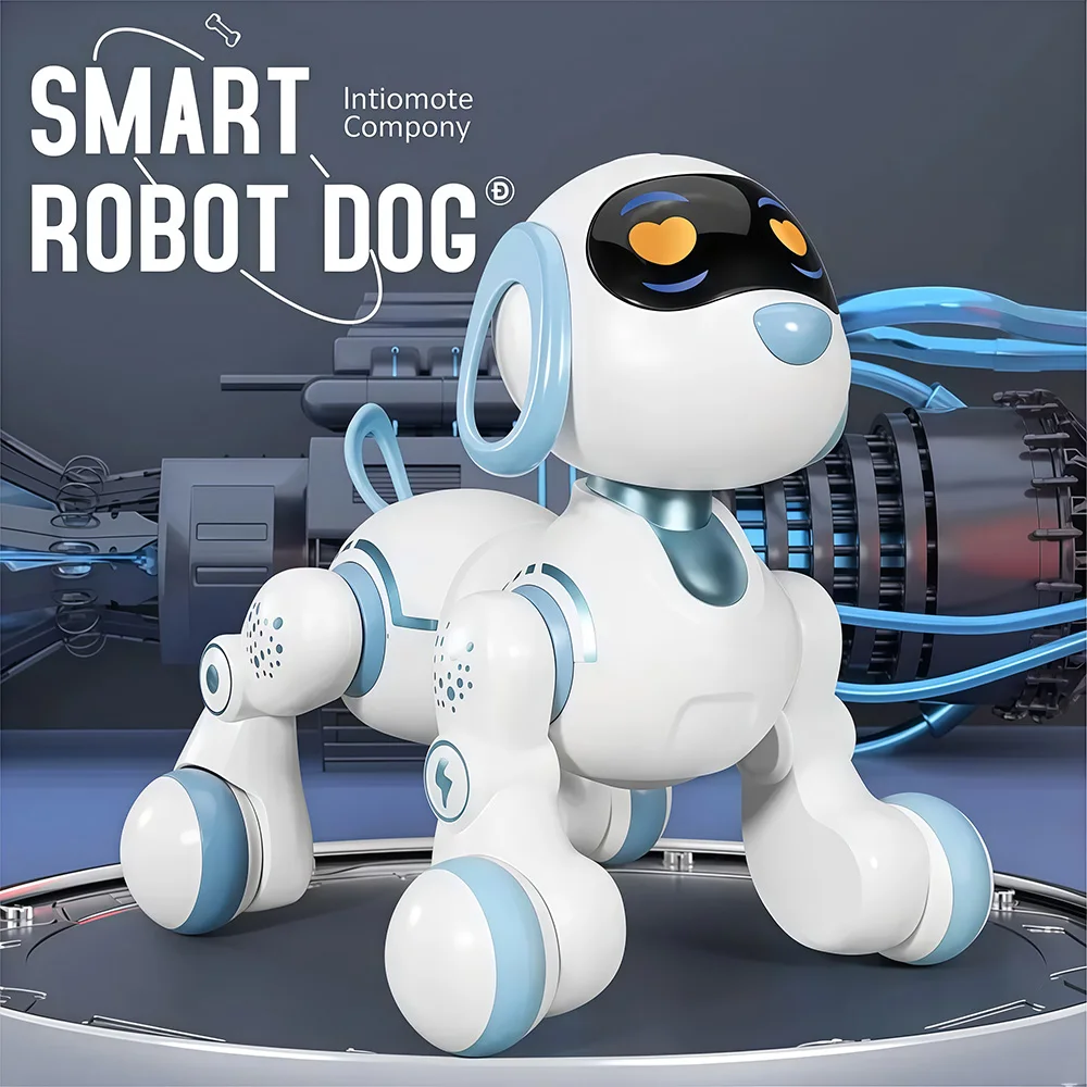 Smart Interactive Robotic Dog Simulated Walking Sound Light Music Electronic Voice Command Programmable RC Stunt Dog Kids Toy