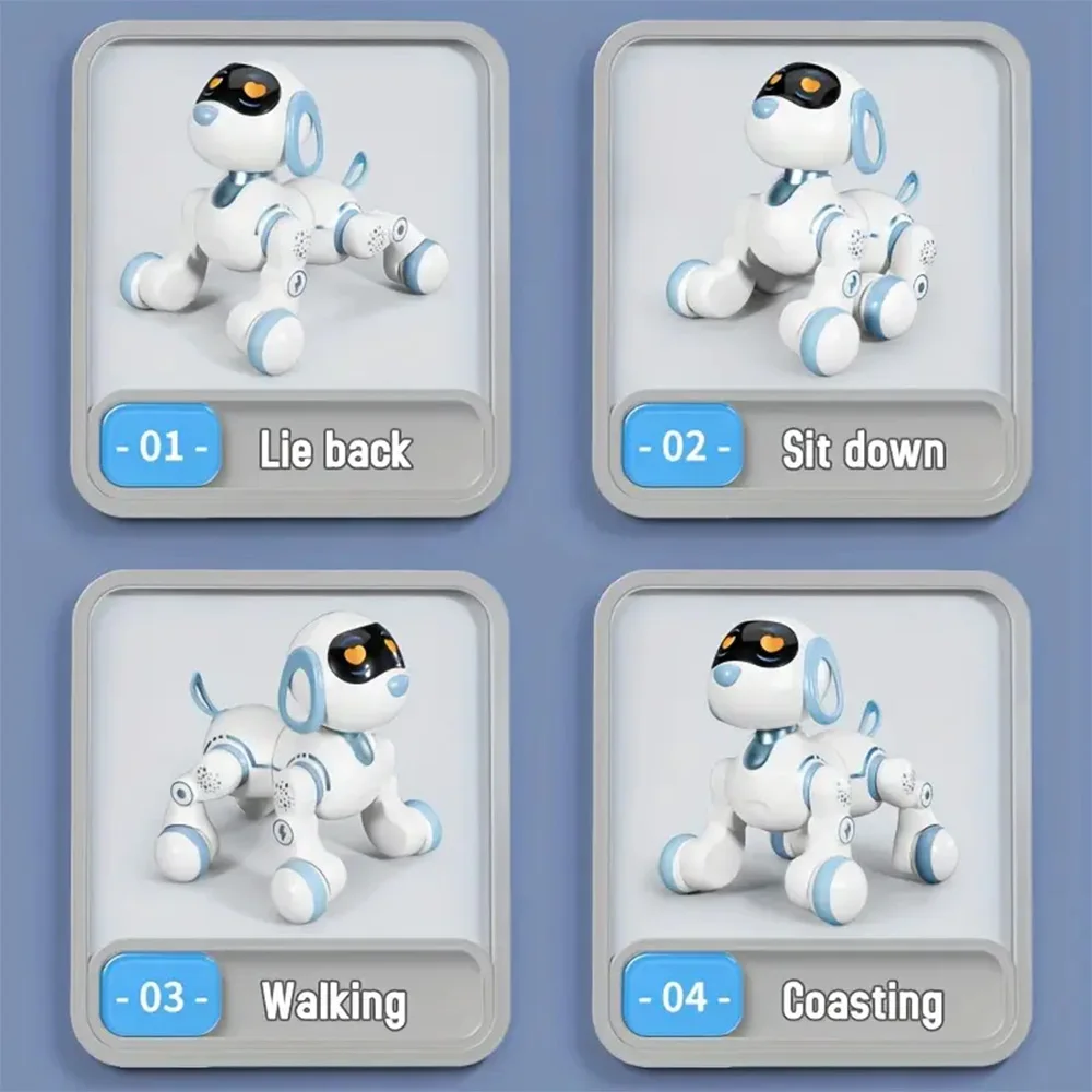 Smart Interactive Robotic Dog Simulated Walking Sound Light Music Electronic Voice Command Programmable RC Stunt Dog Kids Toy - Image 3