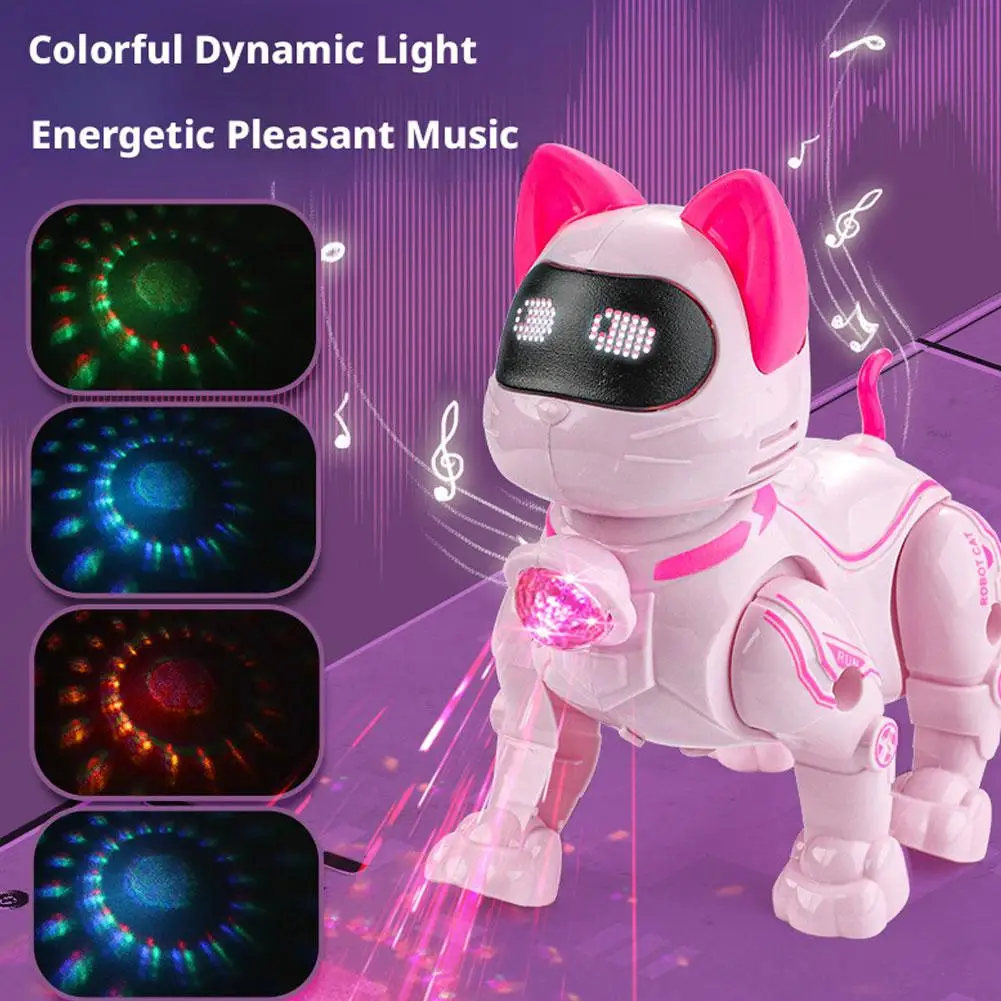 Smart Robot Cat Toy Programmable Intelligent Voice Control Stunt Cat Educational Interactive Pet Toy for Kids Girls - Image 3