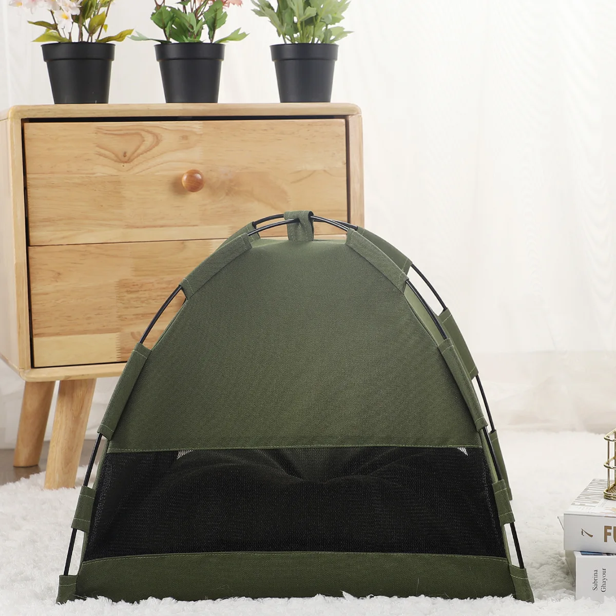 Pet summer tent nest indoor outdoor solid color simple foldable breathable pet cage cooling mat cushion cat dog universal house - Image 4