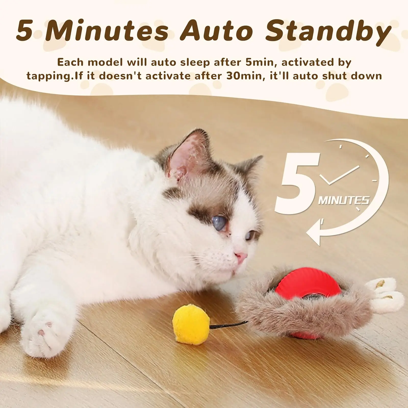 Interactive Cat Toy Fur Ball Auto Rolling Balls Pet Cats Teaser Automatic Electric Smart Game Plush Toys Stimulator Training - Image 5