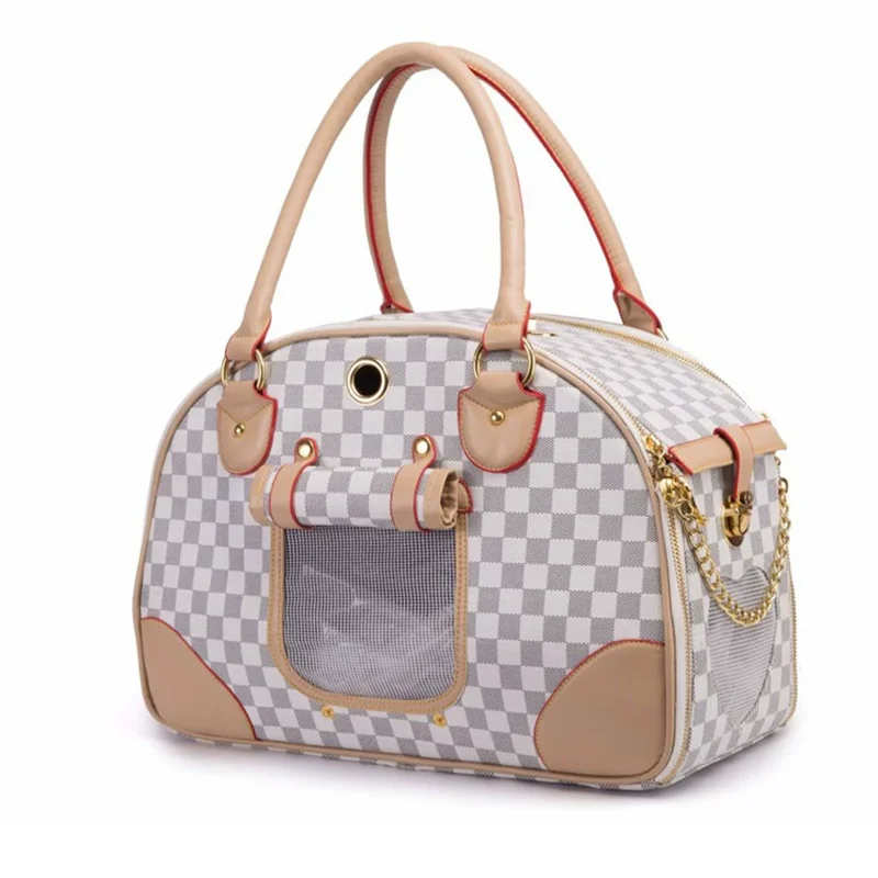 Pu Leather Small Cat Dog Carrier Bag Outdoor Travel Carry Tote Foldable Shopping Bag Portable Pet Dog Handbag - Image 5