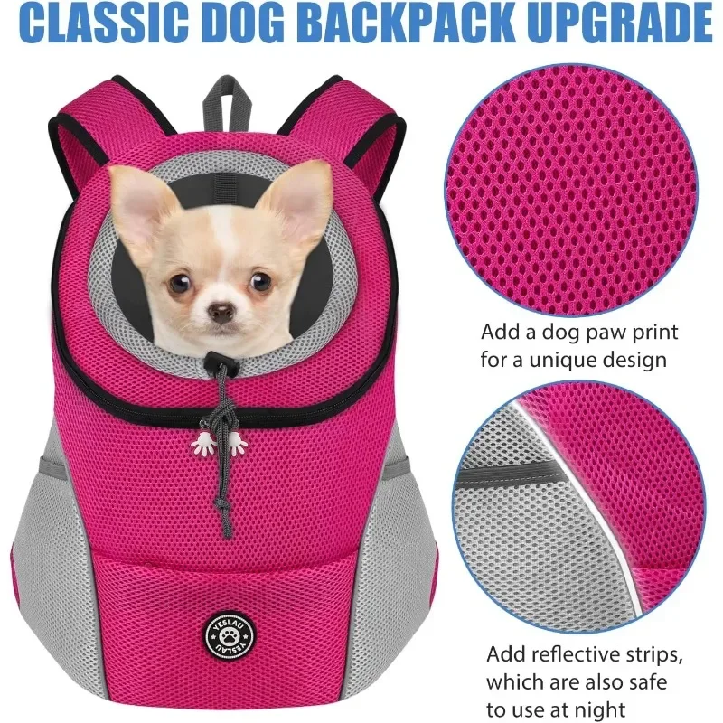 New Dog Pet Backpack Carrier Travel Bag Front Pack Breathable Adjustable with Safety Reflective Strips for Hiking Outdoor Cats - Image 2