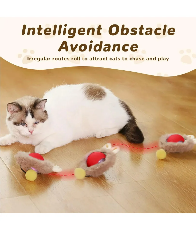 Interactive Cat Toy Fur Ball Auto Rolling Balls Pet Cats Teaser Automatic Electric Smart Game Plush Toys Stimulator Training - Image 2