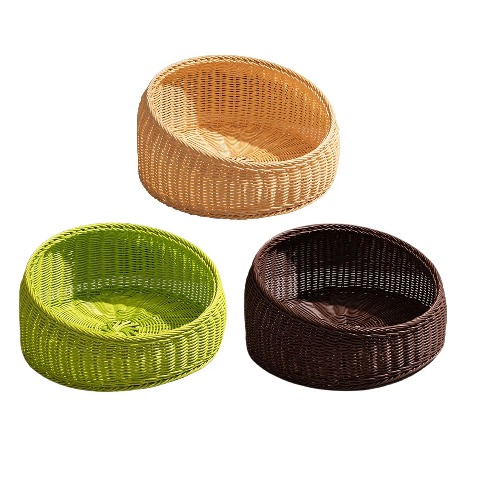 Round Pet Bed Kennel Imitation Rattan Lightweight Pet Supplies Portable Cat Sleeping Bed for Summer Kitten Play Rest - Image 5
