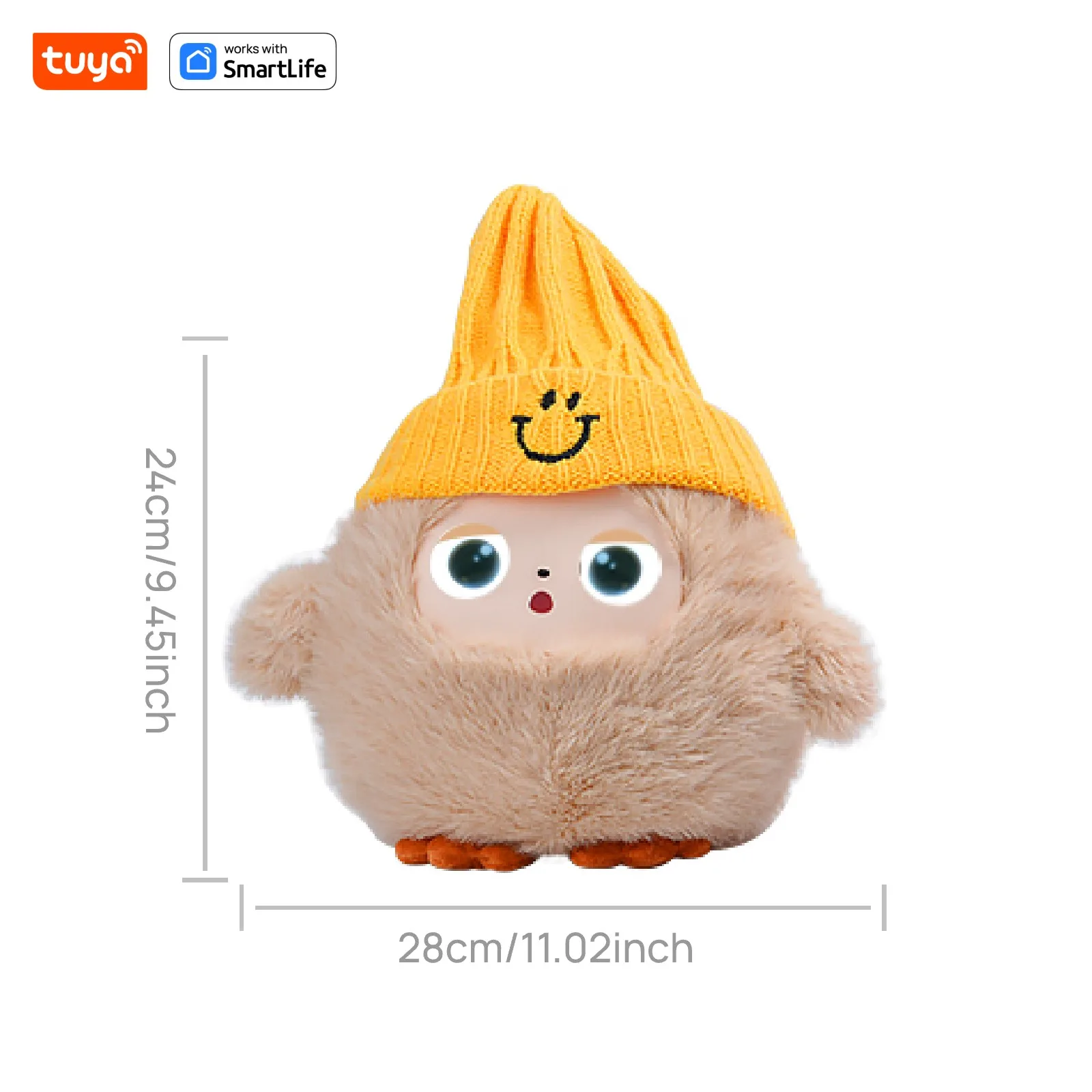 Cute Nunu-AI Plush Toy W/Smart Voice&LED Eyes,Interactive Companion ReadyRechargeable E-Pet open up fun life W/Tuya App-Khaki - Image 2
