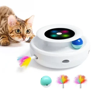 2 in 1 Smart Cat Toys Automatic Feather Fun Ball Toy Set For Cat Dog 5 Modes Electronic Interactive Pet Toy Accessories