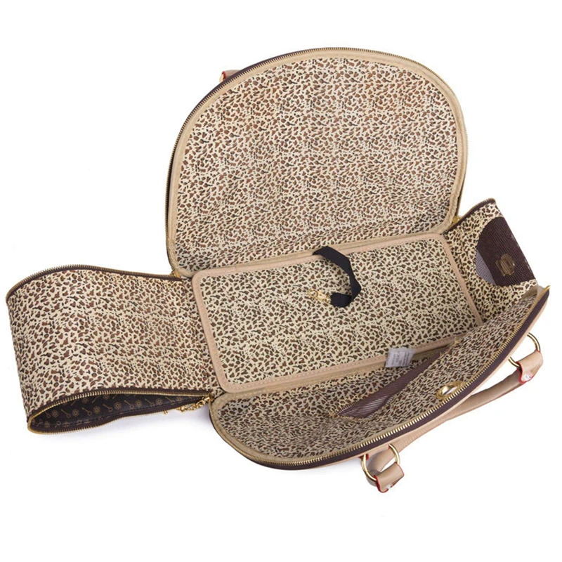 Pu Leather Small Cat Dog Carrier Bag Outdoor Travel Carry Tote Foldable Shopping Bag Portable Pet Dog Handbag - Image 3