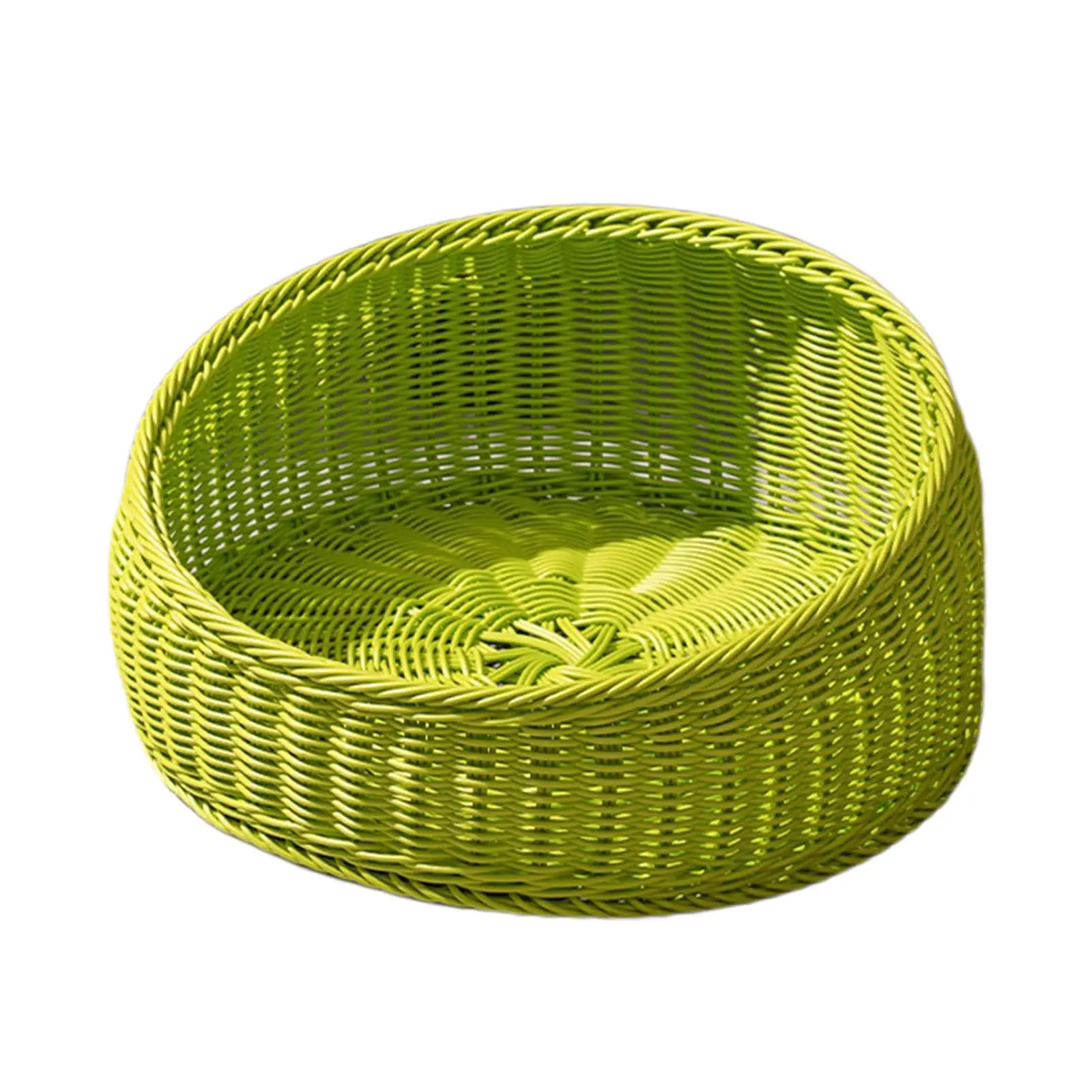 Round Pet Bed Kennel Imitation Rattan Lightweight Pet Supplies Portable Cat Sleeping Bed for Summer Kitten Play Rest - Image 4