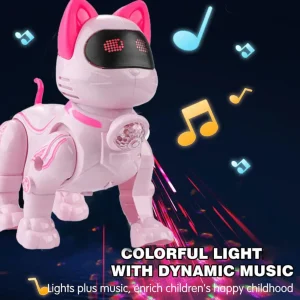 Smart Robot Cat Toy Programmable Intelligent Voice Control Stunt Cat Educational Interactive Pet Toy for Kids Girls