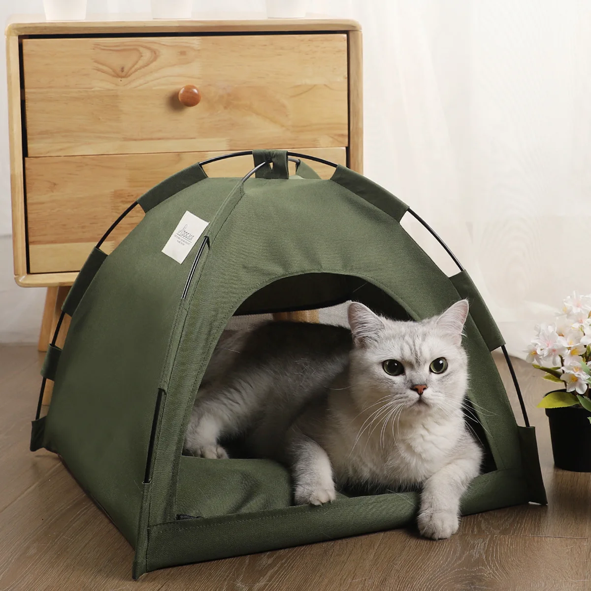 Pet summer tent nest indoor outdoor solid color simple foldable breathable pet cage cooling mat cushion cat dog universal house - Image 2