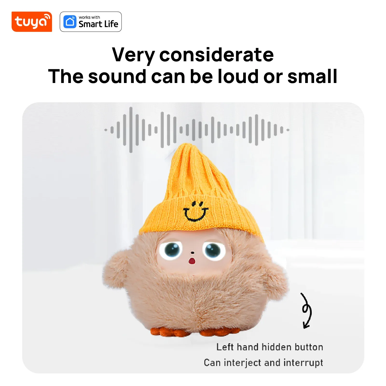 Cute Nunu-AI Plush Toy W/Smart Voice&LED Eyes,Interactive Companion ReadyRechargeable E-Pet open up fun life W/Tuya App-Khaki - Image 5