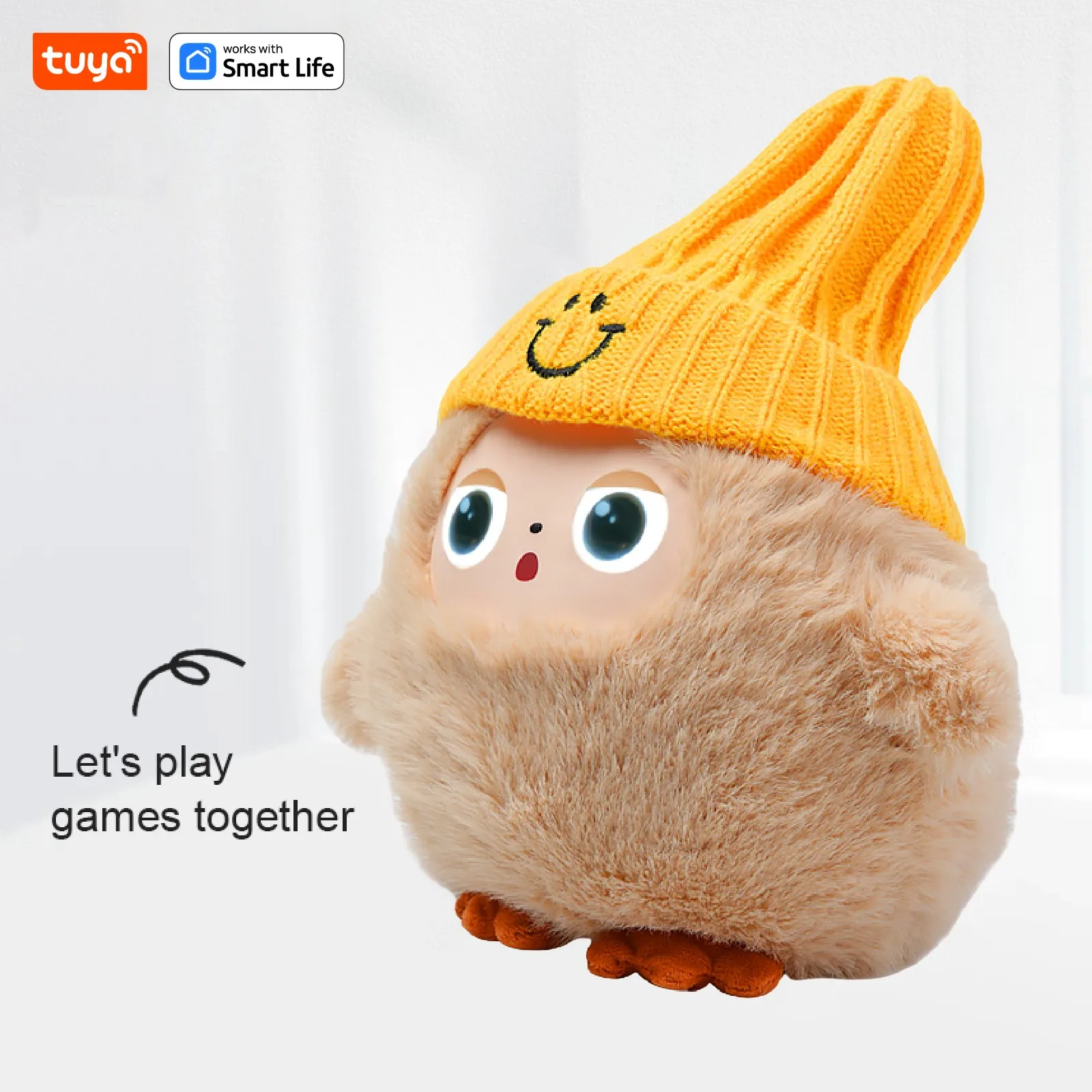 Cute Nunu-AI Plush Toy W/Smart Voice&LED Eyes,Interactive Companion ReadyRechargeable E-Pet open up fun life W/Tuya App-Khaki - Image 4