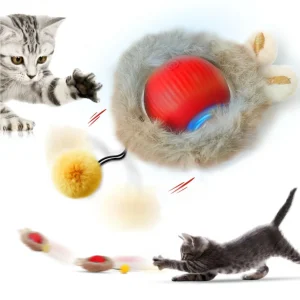 Interactive Cat Toy Fur Ball Auto Rolling Balls Pet Cats Teaser Automatic Electric Smart Game Plush Toys Stimulator Training