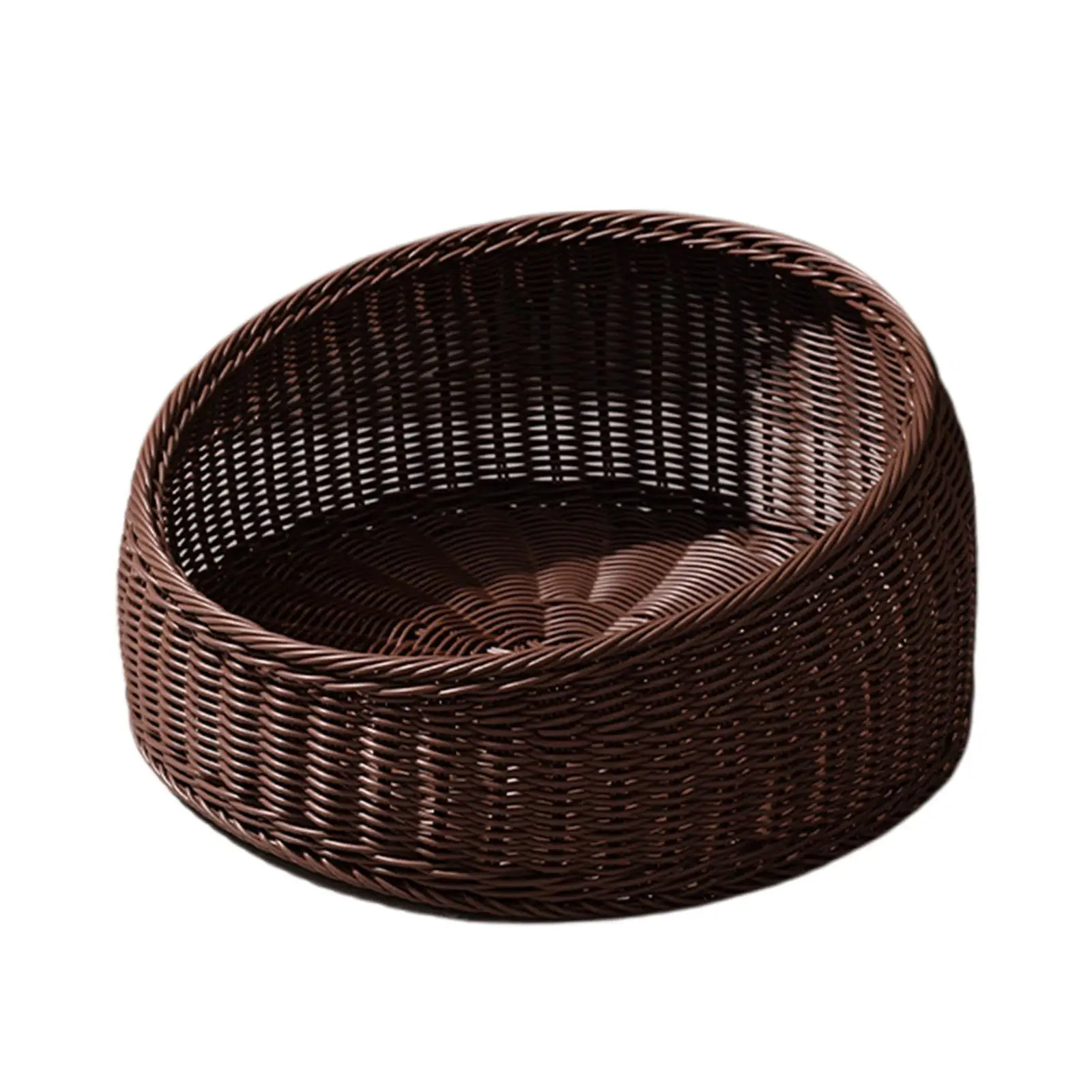 Round Pet Bed Kennel Imitation Rattan Lightweight Pet Supplies Portable Cat Sleeping Bed for Summer Kitten Play Rest - Image 3