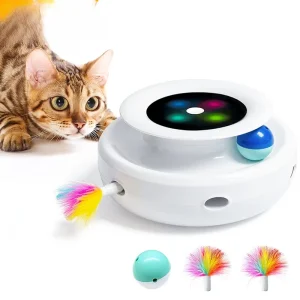 2 in 1 Smart Cat Toys Automatic Feather Fun Ball Toy Set For Cat Dog 5 Modes Electronic Interactive Pet Toy Accessories