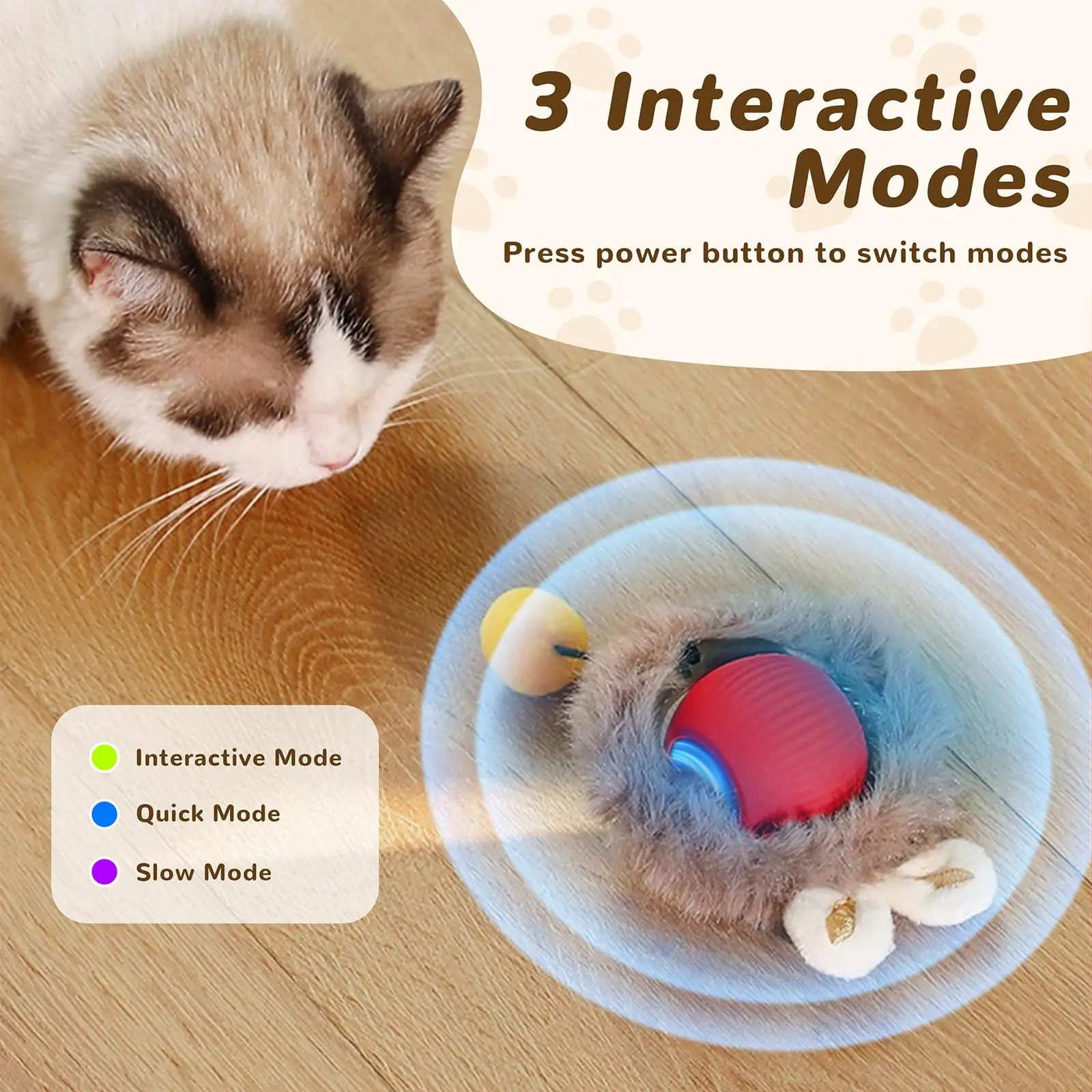 Interactive Cat Toy Fur Ball Auto Rolling Balls Pet Cats Teaser Automatic Electric Smart Game Plush Toys Stimulator Training - Image 4