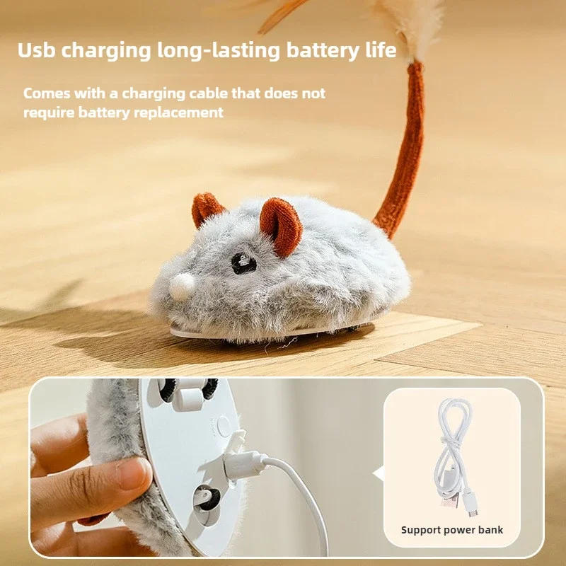 New Automatic Cat Toy Intelligent Electric Mouse USB Charging Sound Toy Interactive Squeaky Cat Toy - Image 4
