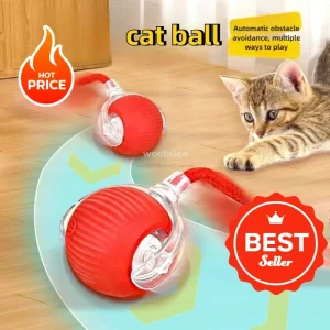 Cat Interactive Ball Toy Automatic Rolling Ball with Tail Rechargeable Pet Interactive Toy Intelligent Mouse for Cat