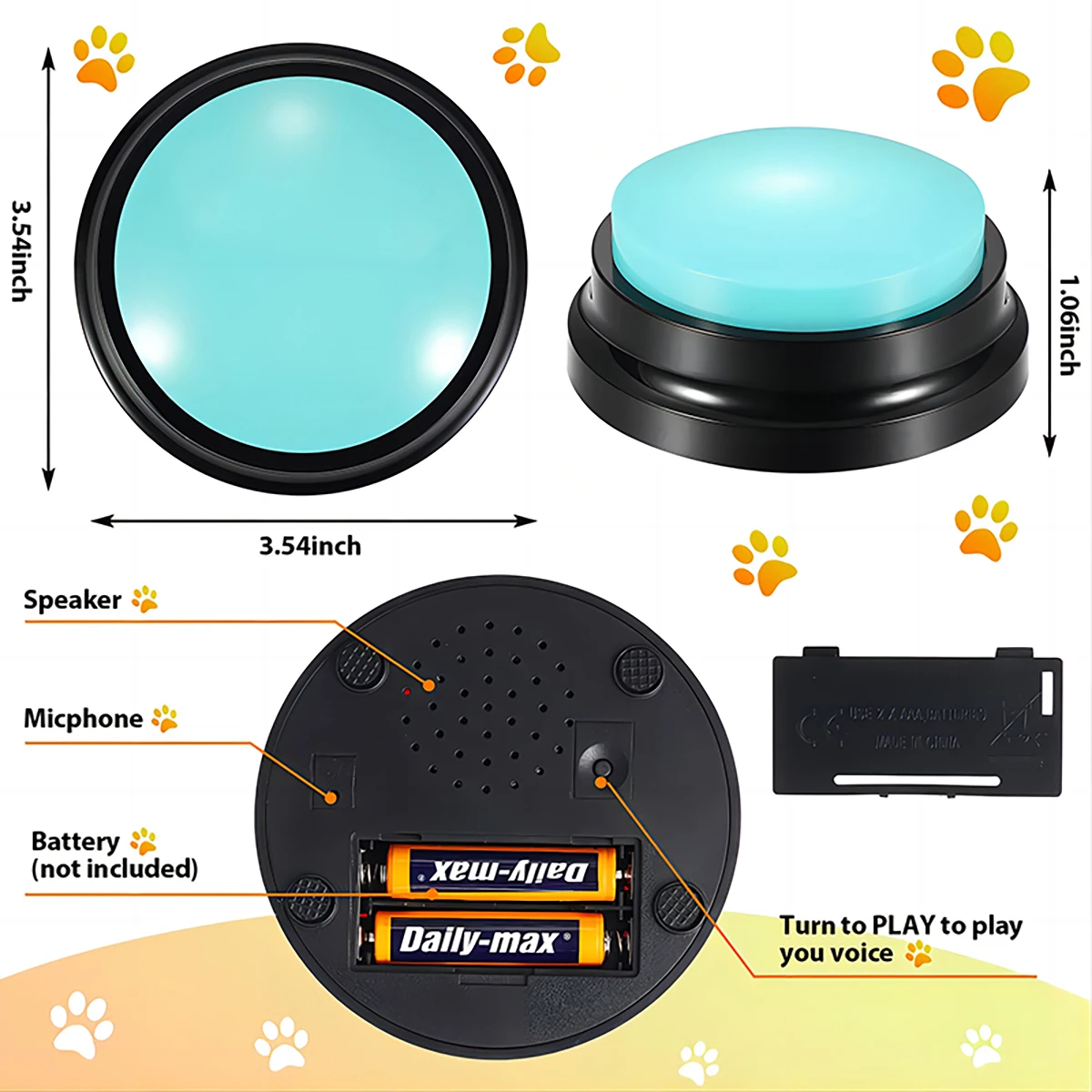 Dog Toys Funny Dog Recordable Pet Toys Travel Talking Pet Starters Pet Speaking Buttons Portable Cute Pet Supplies - Image 2