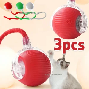 Interactive Automatic Rolling Ball Pet Toy, Rechargeable Electric Smart Toy with Tail for Cats & Dogs Training