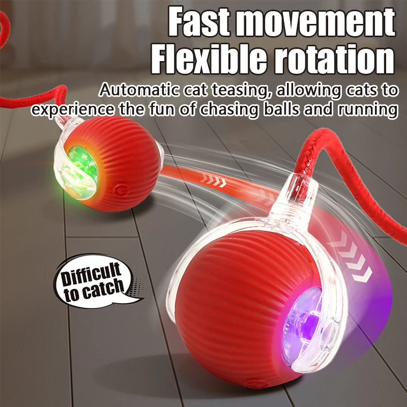 1PC Smart Cat Toys Automatic Rolling Ball Fake Tail Rechargeable Electric Pet Interactive toy Cat Training Imitate Mouse Tail - Image 6