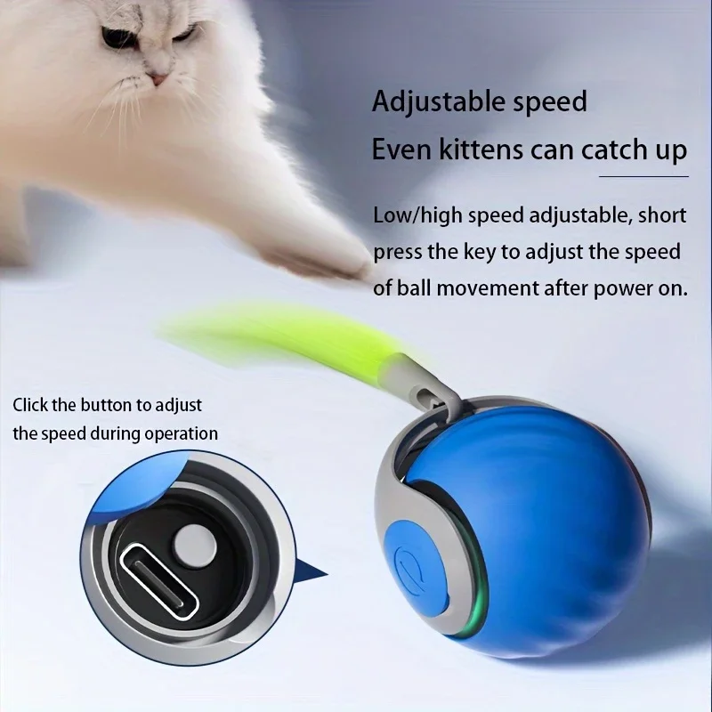 Smart Cat Toys Ball Automatic Interactive Pets Electric Rolling Teaser USB Rechargeable Kitty Moving Bouncing ball Birthday gift - Image 2