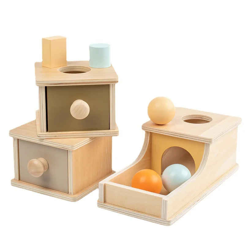 New Montessori Macaroon Color Spinning Drum Match Coin Box Permanent Box Round Rectangular Box Kids Sensory Toys for Baby Gifts - Image 3