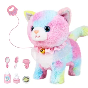 Interactive Walking Toy Cat for Kids Touch & Voice Controlled with Remote Leash And Waggling Tail Ideal Birthday Or Gift