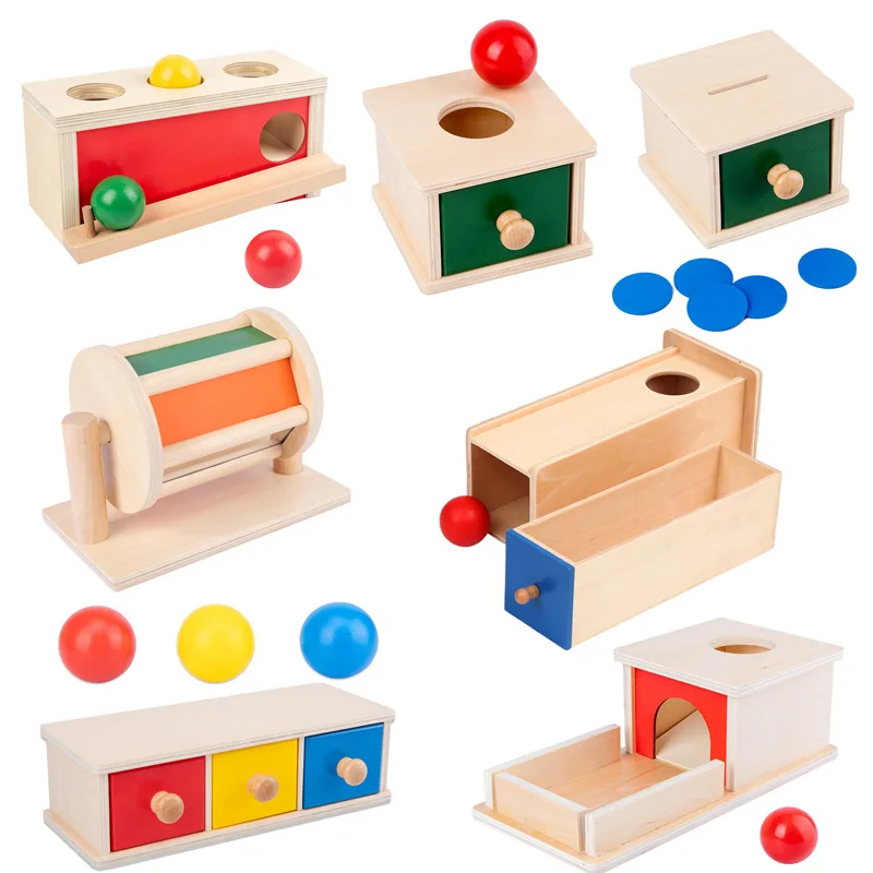 New Montessori Macaroon Color Spinning Drum Match Coin Box Permanent Box Round Rectangular Box Kids Sensory Toys for Baby Gifts - Image 6