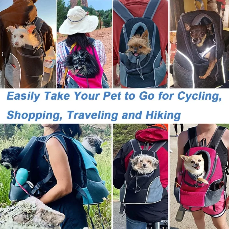 New Dog Pet Backpack Carrier Travel Bag Front Pack Breathable Adjustable with Safety Reflective Strips for Hiking Outdoor Cats - Image 6